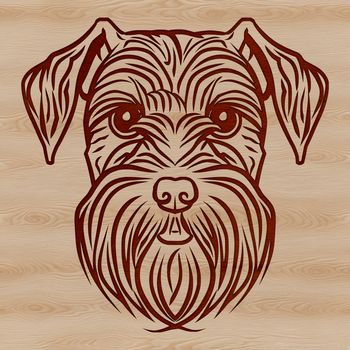 A stylized illustration of a miniature schnauzer's head, suitable for vector design.