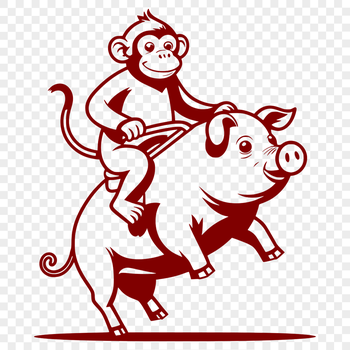 Monkey Pig animal silhouette in vector format