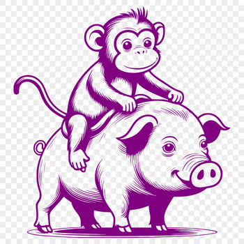 A monkey-pig hybrid graphic illustration in vector format.