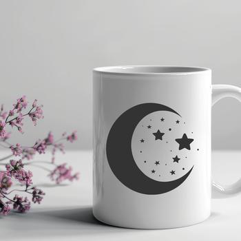 A detailed illustration of the full moon in space, suitable for vector graphics.