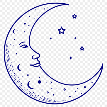 A detailed illustration of the Moon in space.