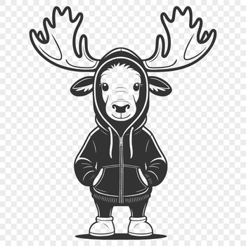 A vector graphic representation of a moose featuring distinctive antlers and a shaggy coat.