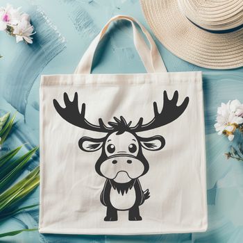 A detailed illustration of a North American moose in its natural habitat.