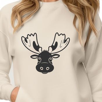 Close-up illustration of a moose's antlers against a neutral background.