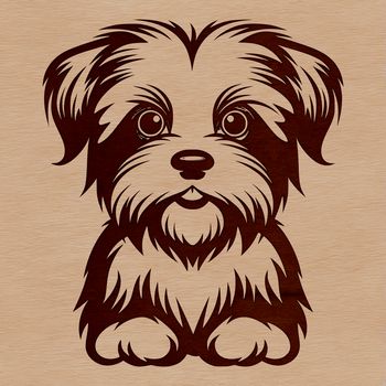 A small dog sitting on its hind legs, depicted as a vector illustration.