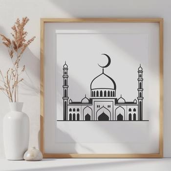 An Islamic place of worship building design in vector format.