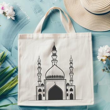 A vector illustration of a traditional mosque architecture with intricate details.