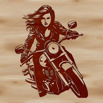A vector representation of a motorbike with various features included.