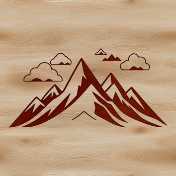 A digital illustration of a mountain landscape, created using vector graphics.