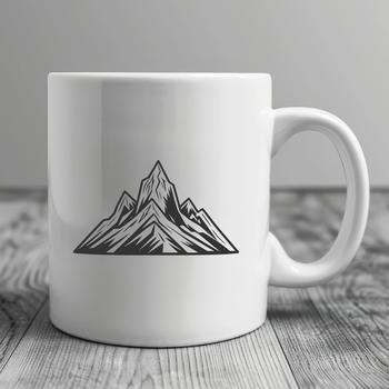 A digital illustration of a majestic mountain landscape.