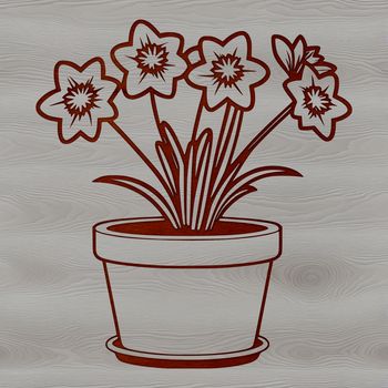A simple illustration of a single daffodil flower in a small pot, symbolizing new life and renewal.