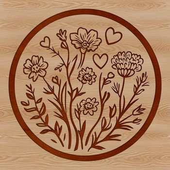 A vibrant illustration of a wild flower with delicate petals and a central cluster of stamens.