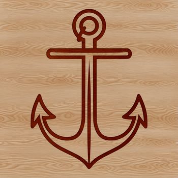 A simple line drawing of an anchor symbol used in nautical designs.
