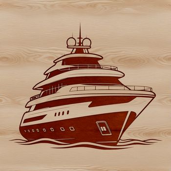 A detailed illustration of a sailing boat on calm waters.