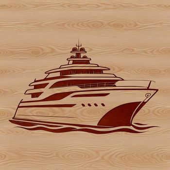 A sleek yacht sailing on calm waters.
