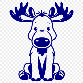 A close-up illustration of a wild animal's face, specifically a moose with antlers.