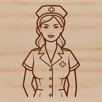 Female nurse in professional attire, designed as vector art.