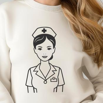 Female nurse in a white uniform with stethoscope, representing the healthcare profession.