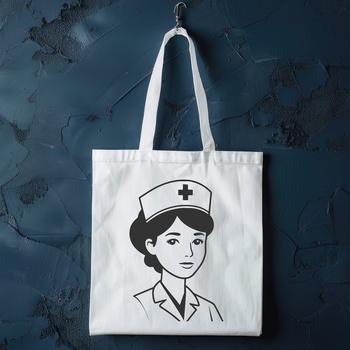 Female nurse in a crisp white uniform standing confidently with stethoscope around her neck.