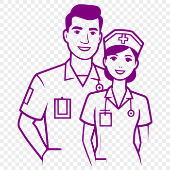 A simple vector illustration of a female nurse in uniform.