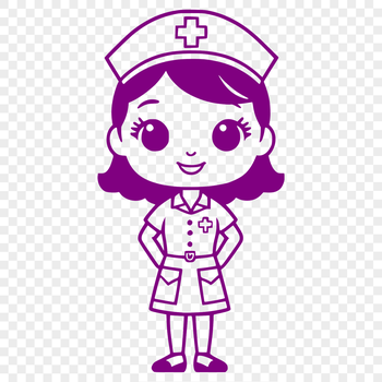 A detailed illustration of a female nurse in full-body attire, suitable for vector graphics design.