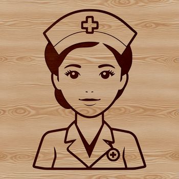 A simple outline illustration of a female nurse in a white uniform.