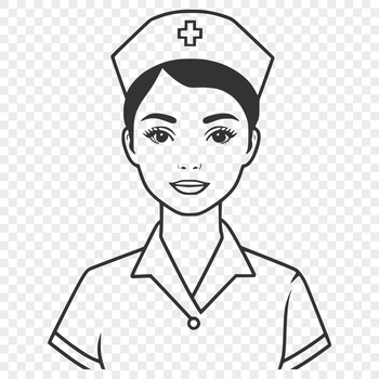 A high-quality female nurse icon in a professional setting, designed as vector art.