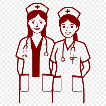 A female nurse in a medical setting, represented as a vector graphic.
