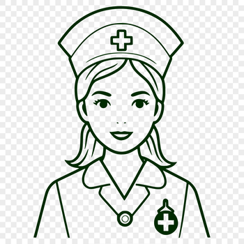 Female healthcare professional in uniform, vector illustration suitable for digital and print use.