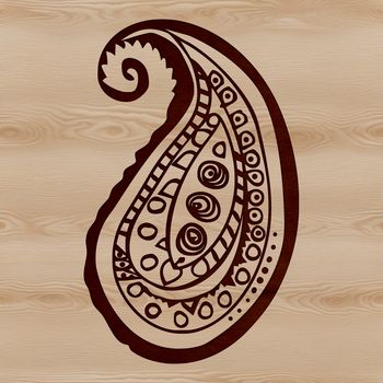 A decorative paisley shape with intricate details, suitable for digital design and craft projects.