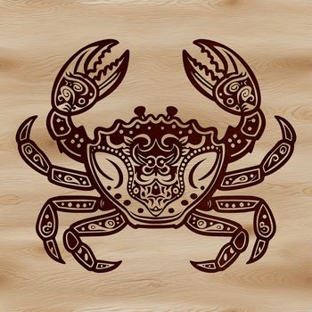 An ornate illustration of a wild animal, a crab, suitable for various applications.