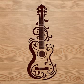 An elegant vector graphic representation of a musical instrument featuring a guitar.