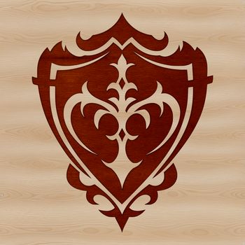 A detailed shield design with intricate patterns and designs, suitable for vector art and graphic projects.
