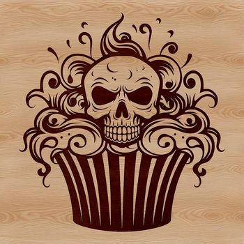 Ornate cupcake illustration with intricate details, suitable for various design projects.