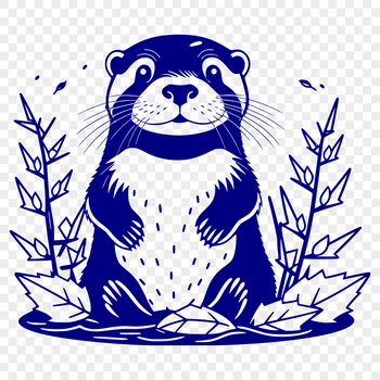 A digital illustration of a playful otter in a natural setting, featuring a floral pattern.