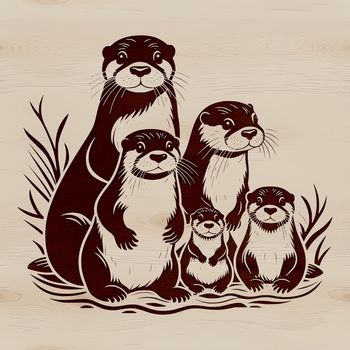 Illustrated otter vector graphic, suitable for digital design and cutting machine projects.