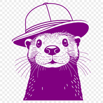 Illustration of a playful otter wearing a hat, suitable for vector design and cutting machine projects.