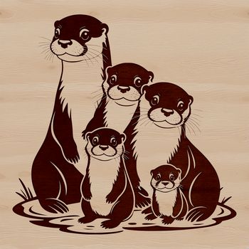A detailed illustration of a wild otter in various poses, suitable for vector art design.