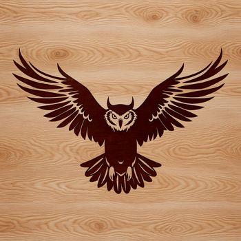 A realistic illustration of an owl in flight, suitable for vector designs.