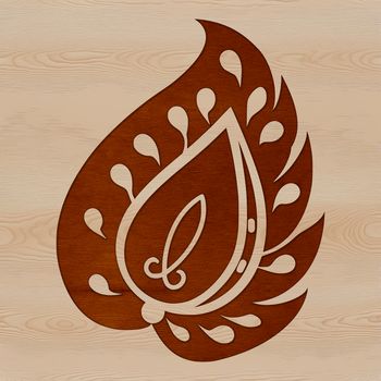 A stylized ornate paisley shape with intricate details suitable for use as vector art or clip art.