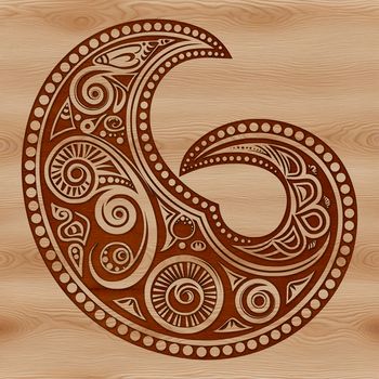 A stylized ornate paisley design used as a clip art illustration.