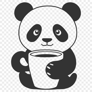 Panda animal vector illustration in black and white.