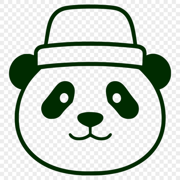 A digital illustration of a wild panda wearing a hat, created in vector format.