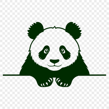 A cartoon panda peeking out from behind a tree, created as a vector design suitable for various cutting machines.