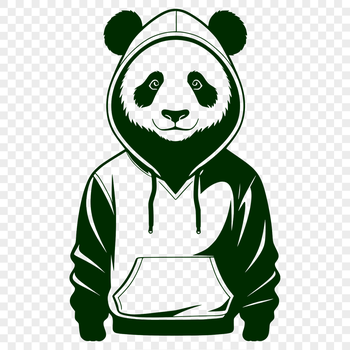 Close-up illustration of a panda wearing a hoody