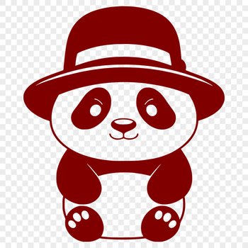 Illustration of a playful panda wearing a hat, suitable for digital design projects.