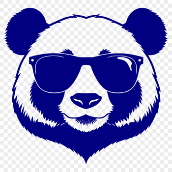 A cartoon panda wearing sunglasses with a simple outline style.