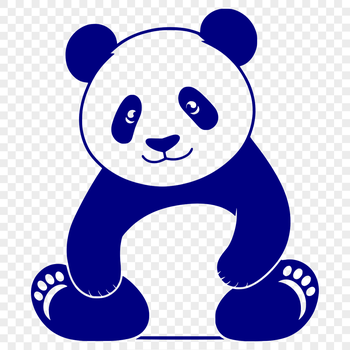 A single illustration of a panda in a black outline style.