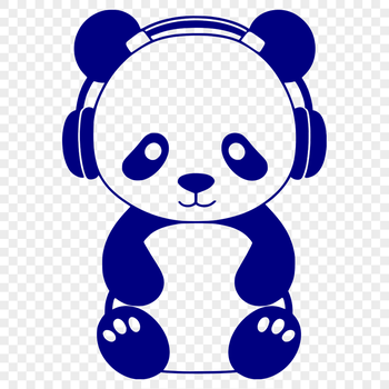 A cartoon illustration of a wild animal, specifically a panda wearing headphones, created as a vector graphic.