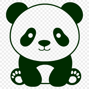 A simple illustration of a giant panda, with a neutral background.